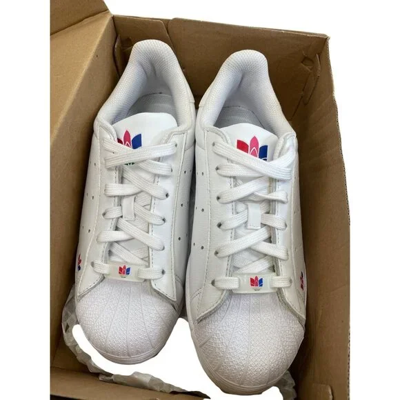 Adidas Superstar Pure J womans white leather sneakers size 5 SKU 8481